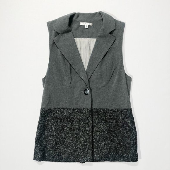 CAbi Womens Sz S #518 Over the Moon Gray Heather Colorblock 1-Button Vest Blazer - Picture 1 of 8